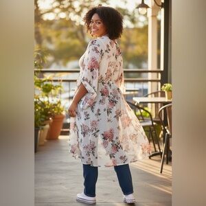 Floral Sheer Kimono Rue+ 2XL